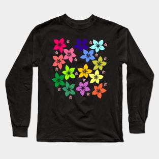 Floral Line Art Pattern Long Sleeve T-Shirt